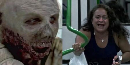 caméra cachée avec des zombies dans le métro au Brésil