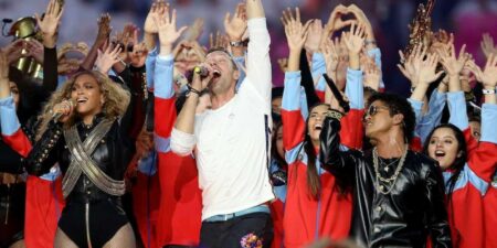 Coldplay, Brunos Mars & Beyoncé lors du Super Bowl 2016
