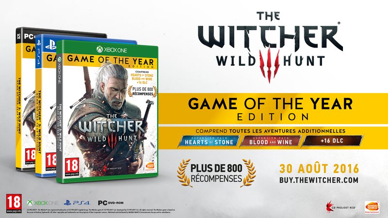 The Witcher 3: Wild-Hunt édition Game of the Year sortira le 30 août 2016