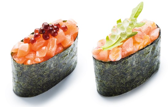 planet sushi : tartare de saumon & crevette