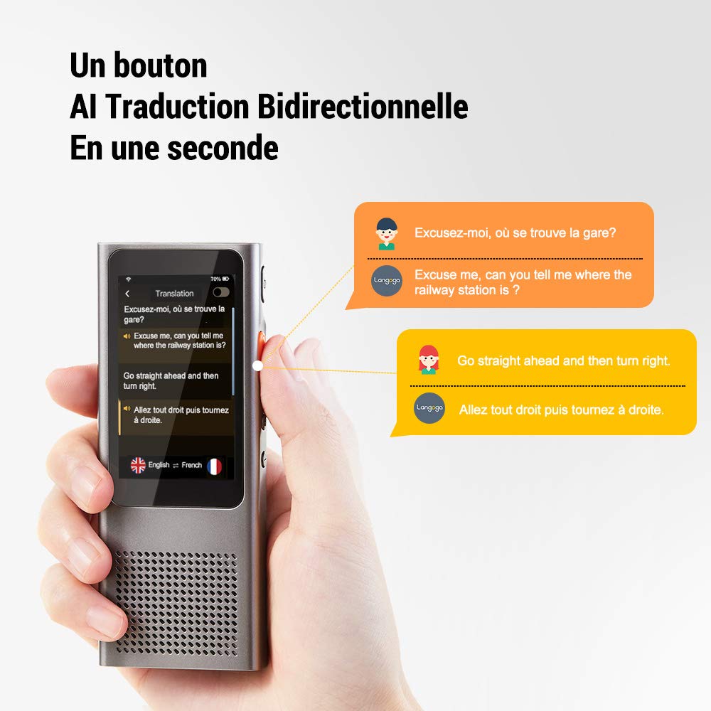 Traducteur Vocal Instantané Avec écouteurs - 4 Modes De Traduction - Technologie AI - Pour Voyages Et Conversations Multilingues