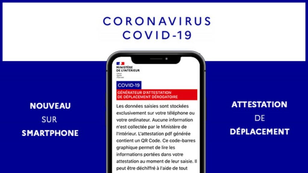 coronavirus covid19 attestation de déplacement mobile
