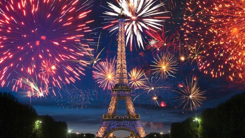 feu d'artifice du 14 juillet 2020 à la tour Eiffel à Paris