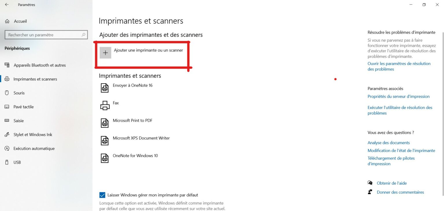 Comment installer une imprimante sur Windows 10