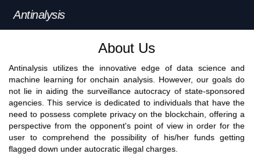 La description d'Antinalysis.