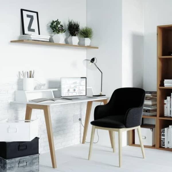 Bureau blanc 3 niches style scandinave