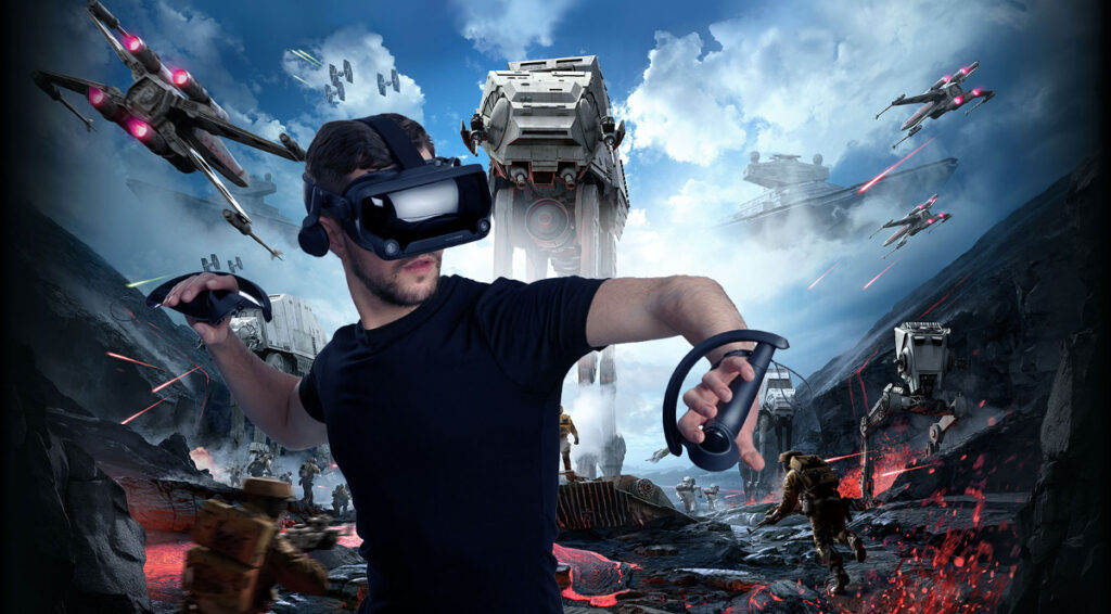 A man with a VR headset