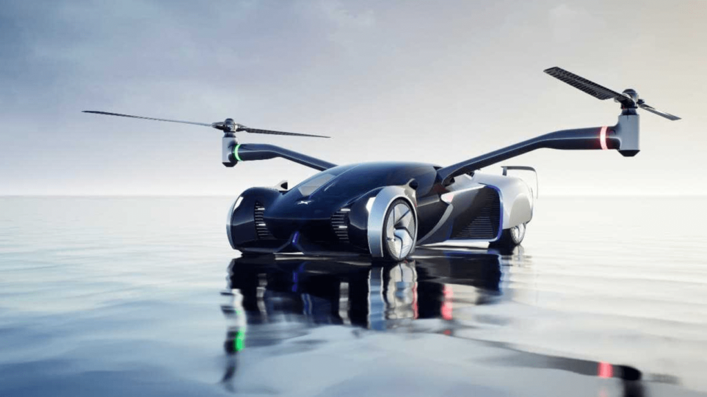 Un modèle futuriste de voiture volante.