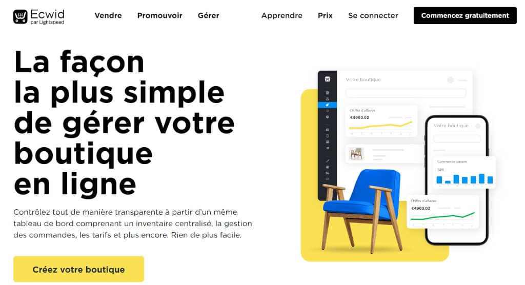 Ecwid by Lightspeed créer boutique en ligne