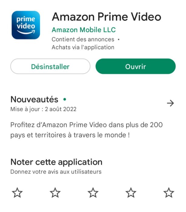 téléchargez et installez l'application Amazon Prime Video