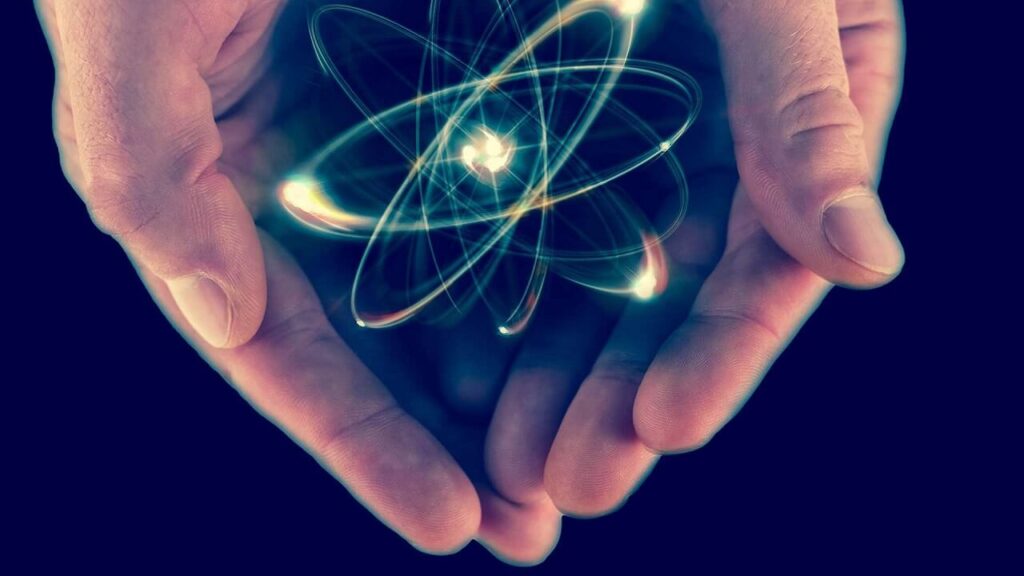 An atom in two hands