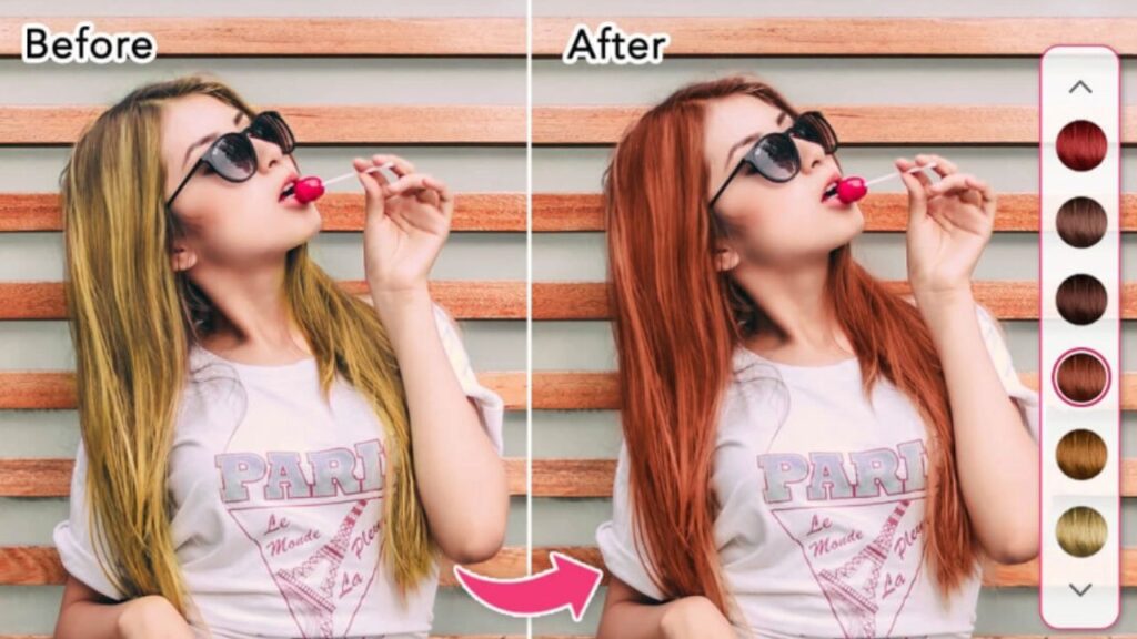 changer couleur cheveux telephone youcam makeup