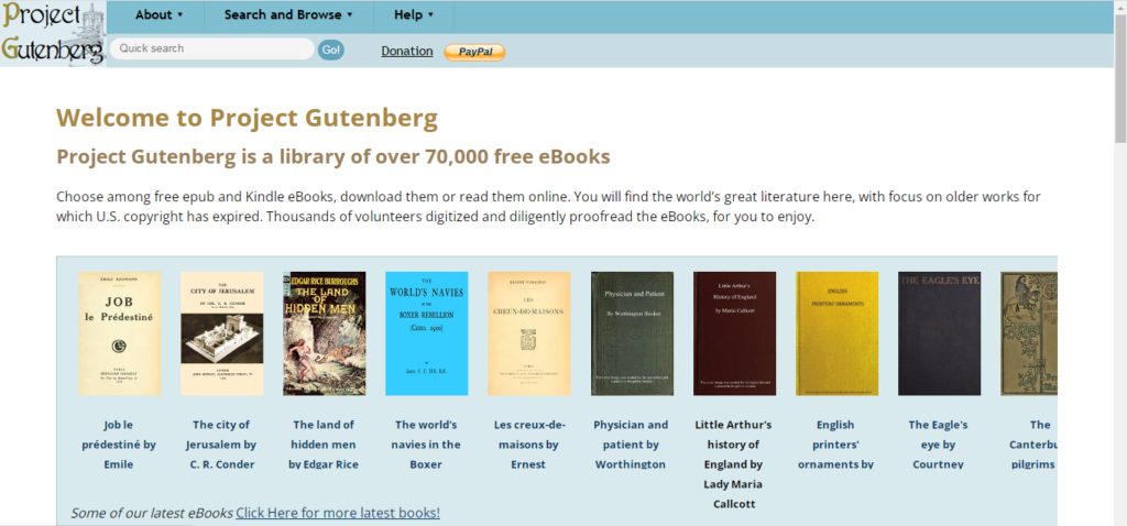 La plateforme Project Gutenberg pour télécharger des livres gratuitement