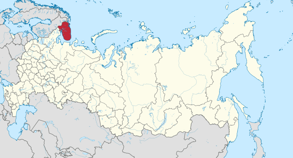 Situation du site sur la carte de l'URSS