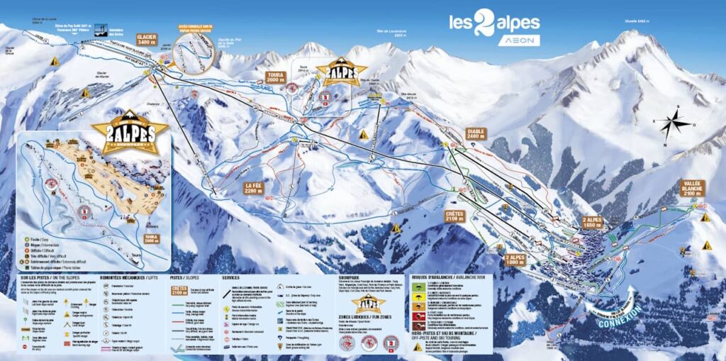 plan des pistes des 2 alpes