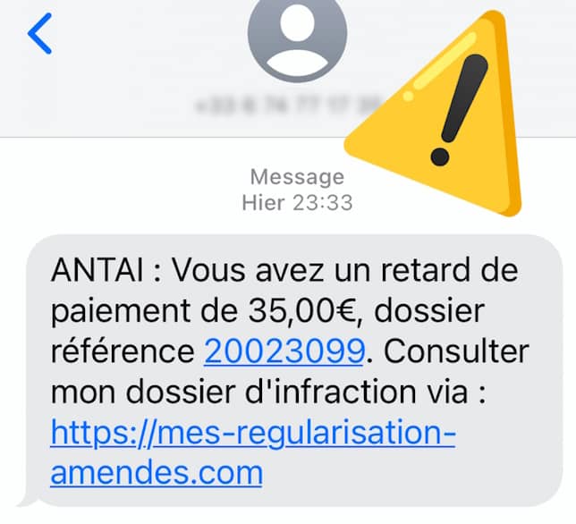 sms arnaque amende antai