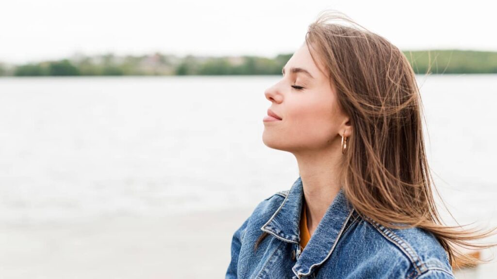 femme respiration zen