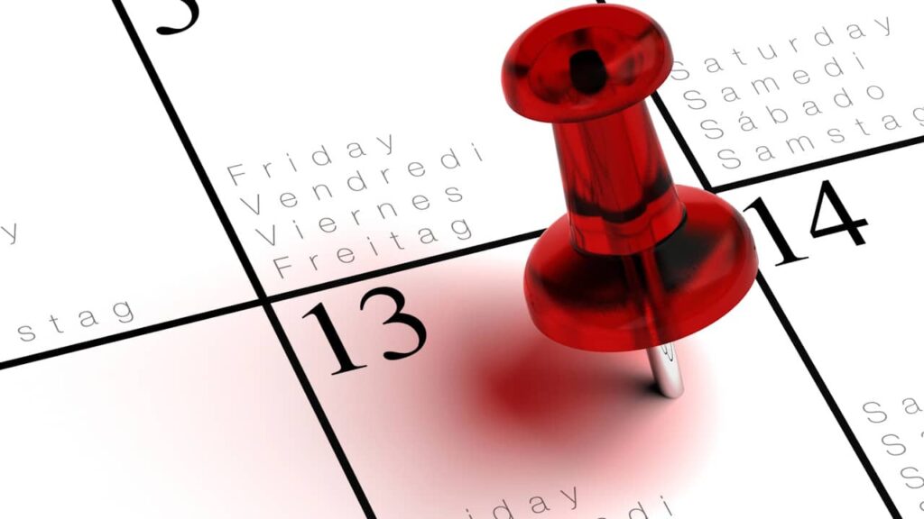vendredi 13 calendrier