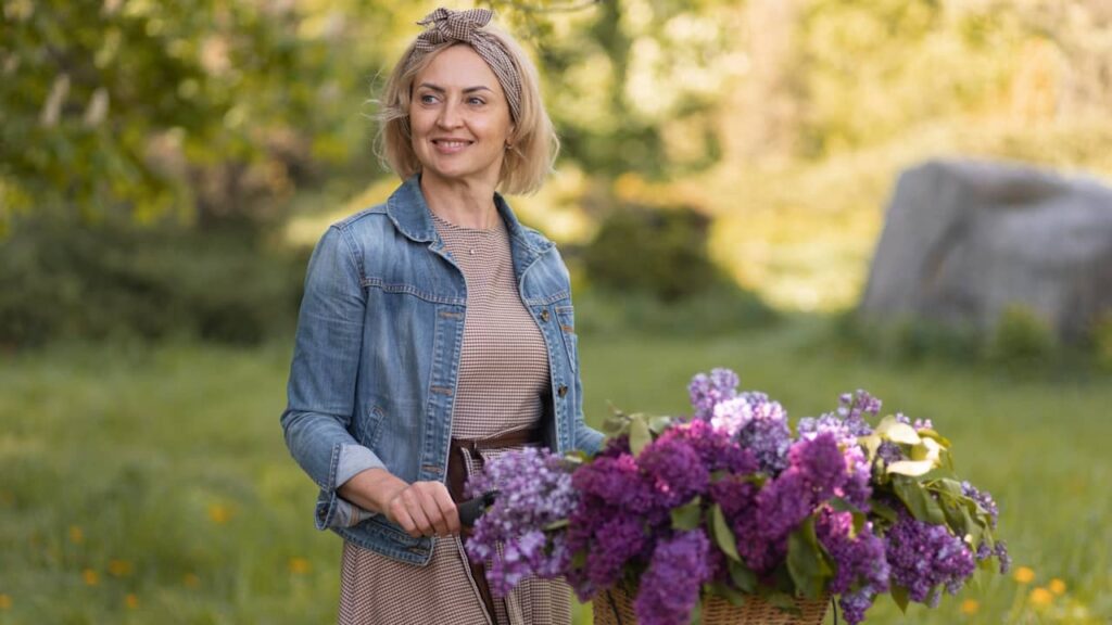 femme heureuse parc lilas