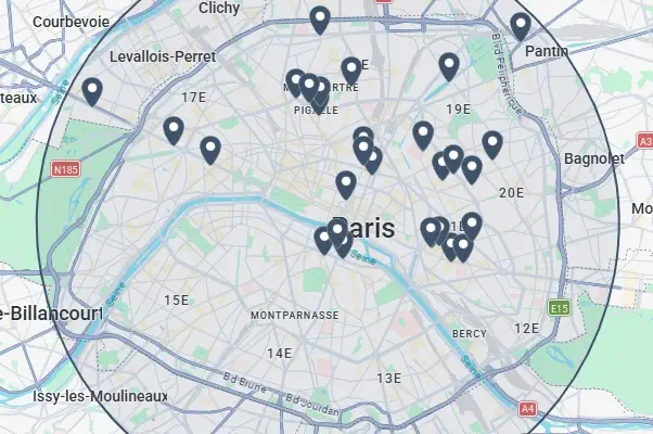 carte des meilleurs quartiers de bars pour sortir entre collègues à Paris