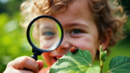 Que faire avec des enfants qui ont peur des insectes ? Conseils pour les rassurer sans entretenir leur peur enfant observe coccinelle loupe