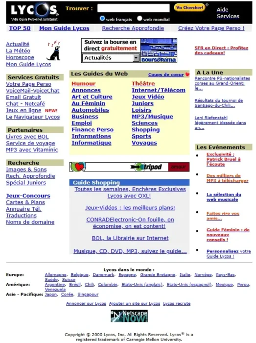 Lycos.fr en l'an 2000