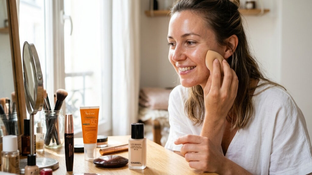 Mal estomper le fond de teint sur les contours du visage