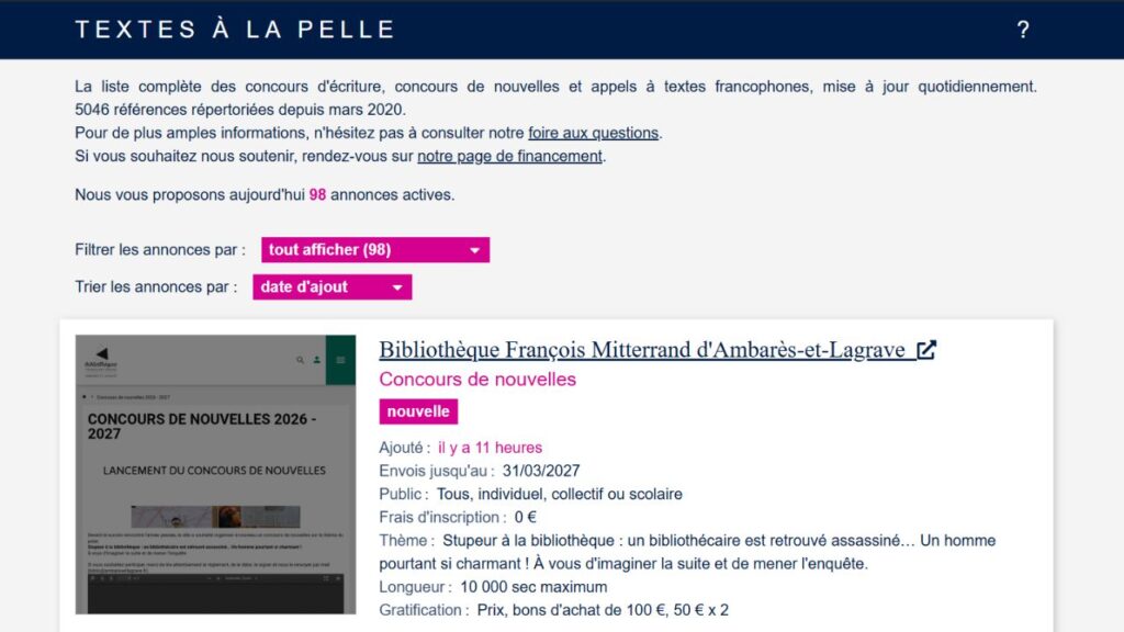 concours écriture